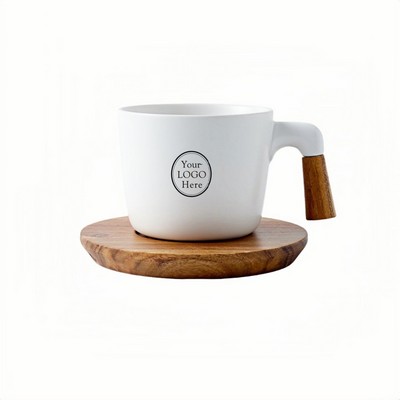 9.5 Oz. Coffee Cup And Wood Saucer Gift Set